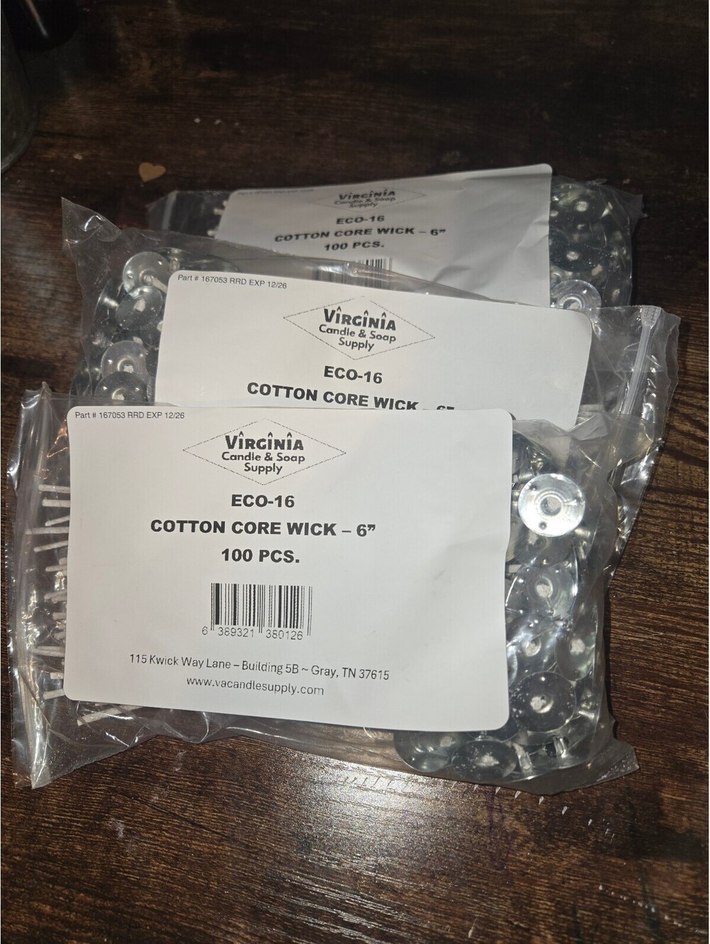Virginia Candle Supply ECO-16 Cotton Wicks 6" 300 Count Candle Making